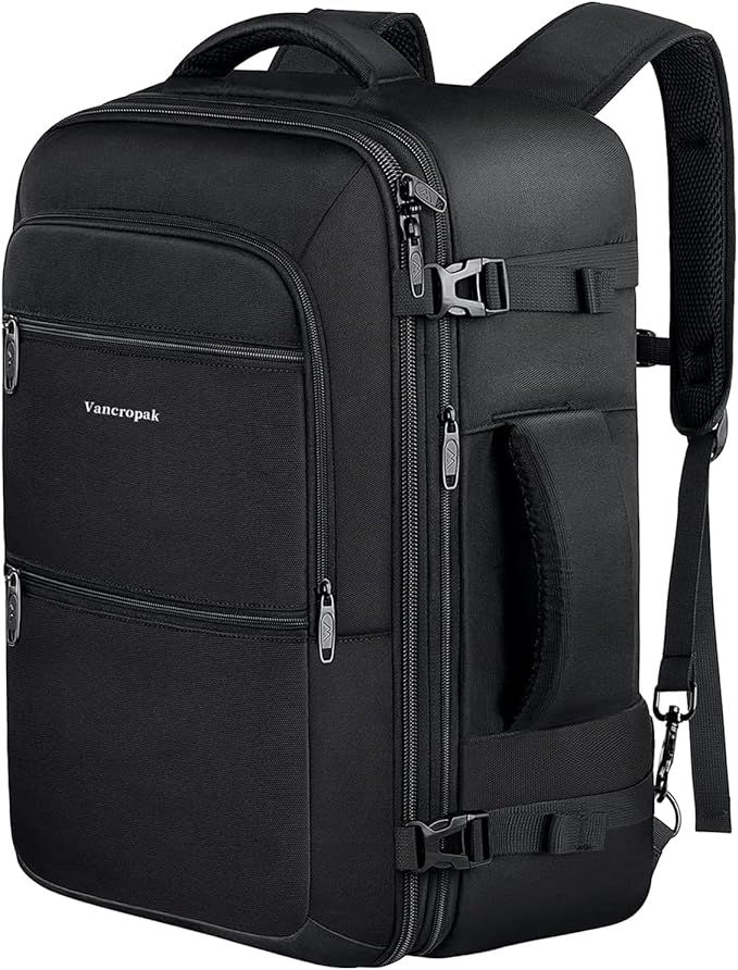 Vancropak 50L Travel Backpack, Large Carry on Backpack Expandable Flight Approved Water Resistant... | Amazon (US)