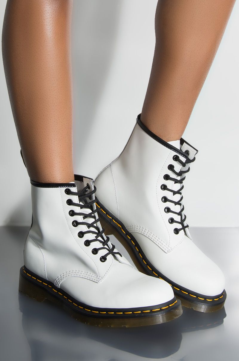 AKIRA Dr. Martens 1460 Smooth White Ankle Boots | AKIRA