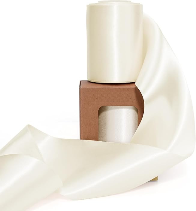 LaRibbons Ivory Satin Ribbon 3 Inch x 10 Yards Double Fcaed Continuous Ivory Ribbon for Flower Bo... | Amazon (US)