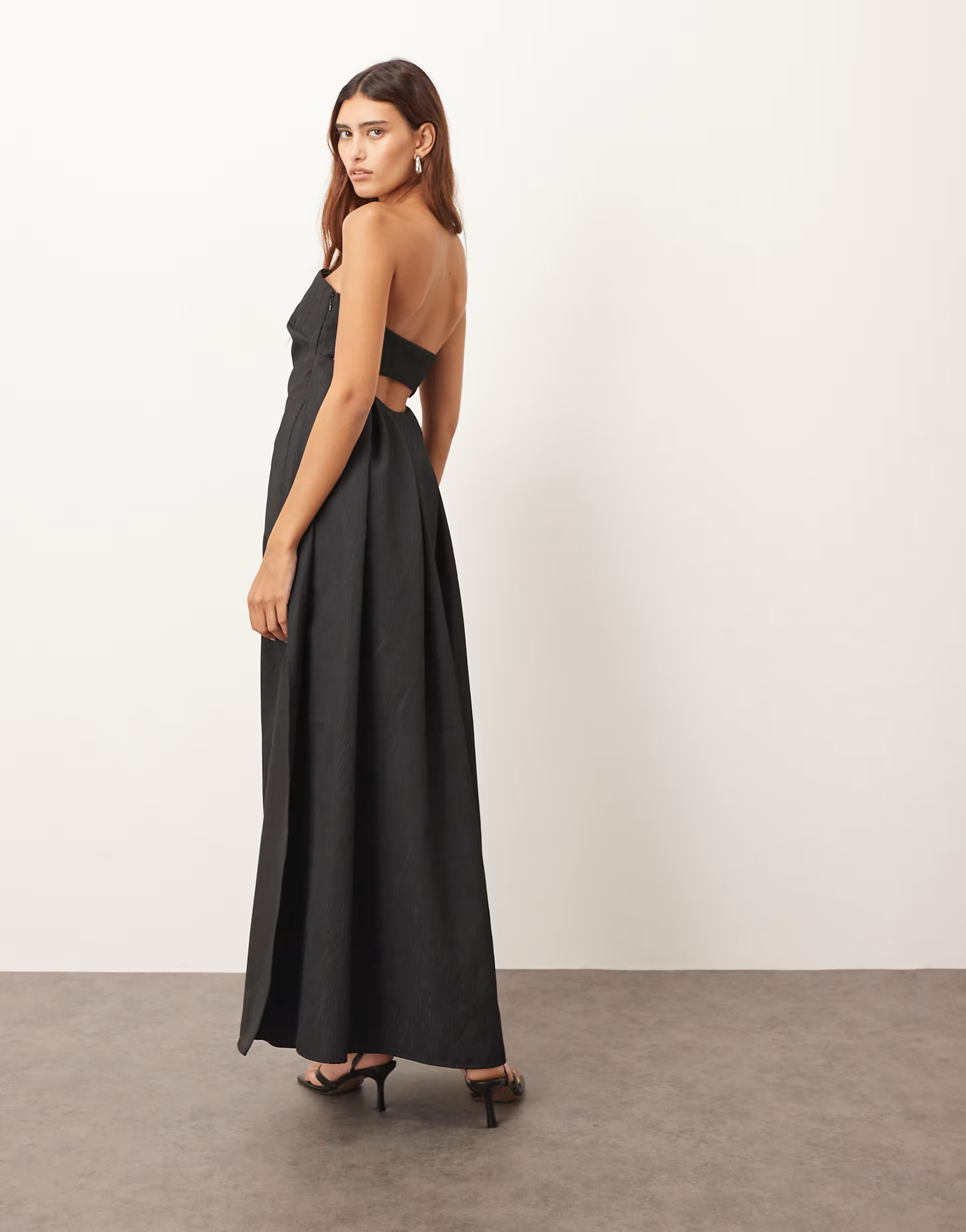 ARRANGE bandeau structured maxi dress with back cut out in black | ASOS (Global)