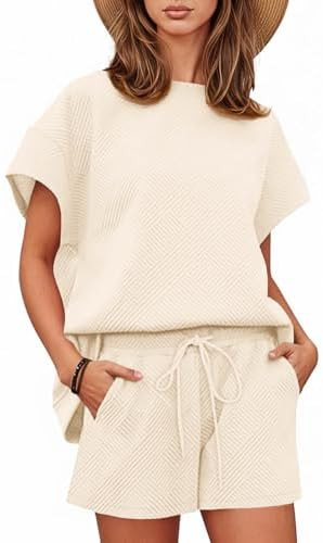 Tankaneo Womens 2 Piece Short Sets Outfits Summer Matching Lounge Set Casual Short Sleeve Tops an... | Amazon (US)
