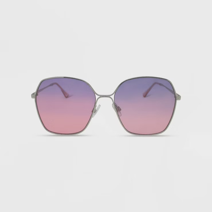 Women's Metal Square Oversized Sunglasses - Wild Fable™ Silver | Target