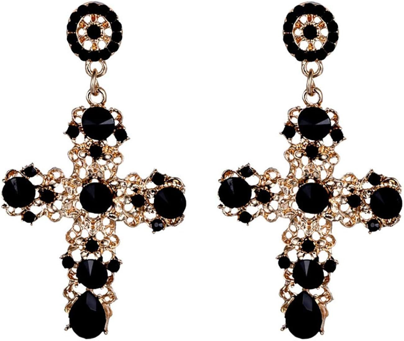 Big Cross Earrings,Color Crystal Baroque Drop Dangle Earrings for Women Teens Girls Bar Party Gifts | Amazon (US)
