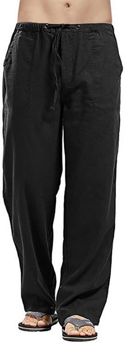 utcoco Qiuse Men's Casual Loose Fit Straight-Legs Stretchy Waist Beach Pants | Amazon (US)