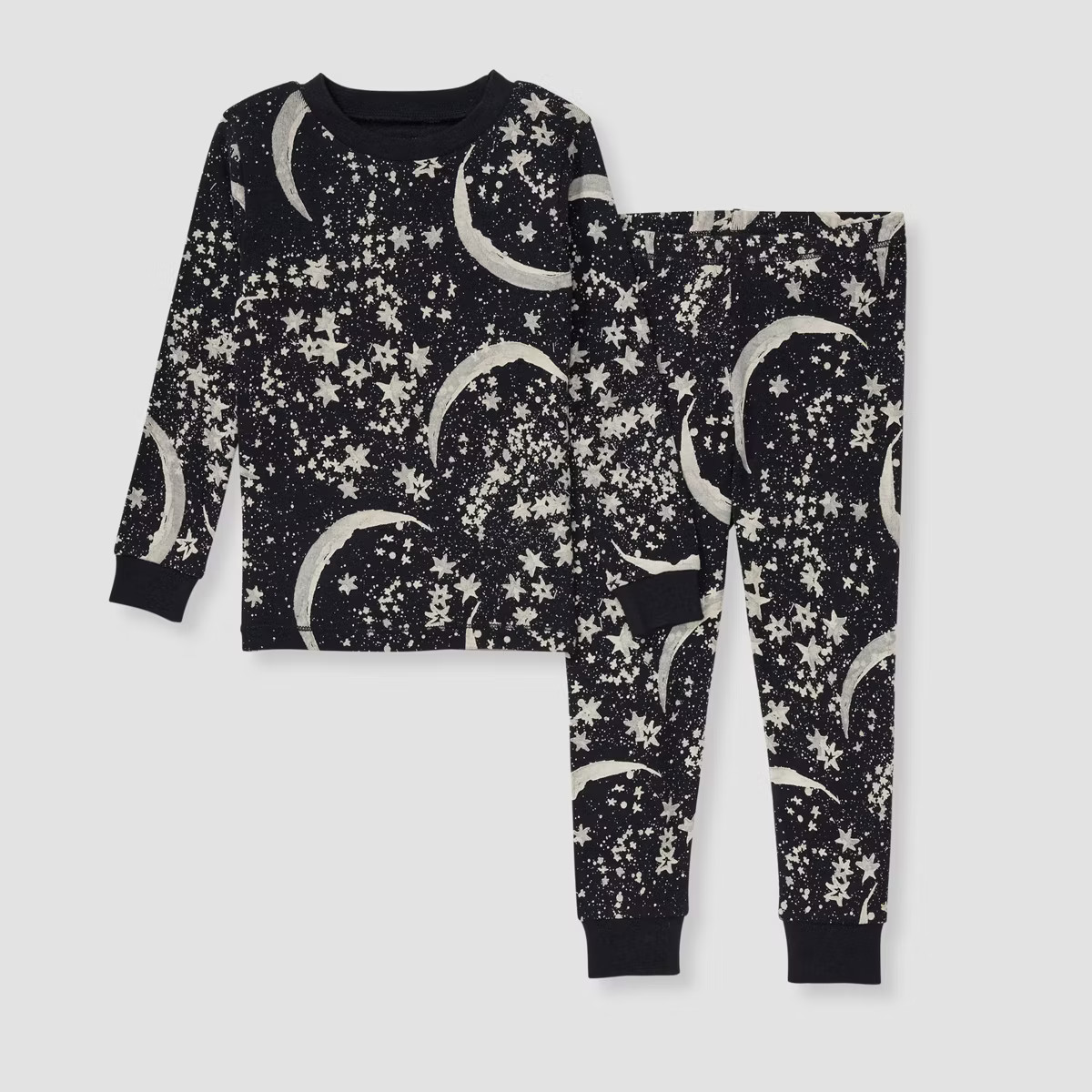 Burt's Bees Baby® Toddler Boys' 2pc Snug Fit Celestial Moon Pajama Set - Black 5T | Target