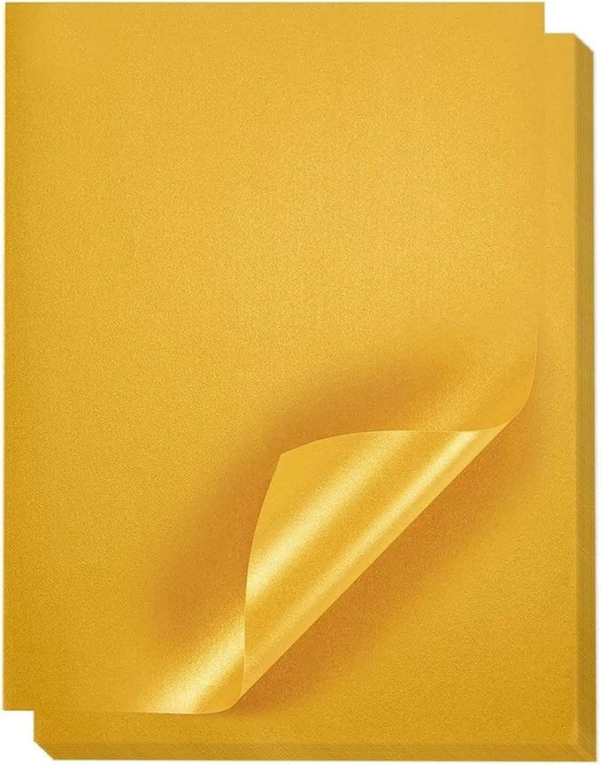 Best Paper Greetings Gold Paper - 48-Pack, 8.5 x 11 in, Double-Sided Shimmer - Metallic Gold Pape... | Amazon (US)