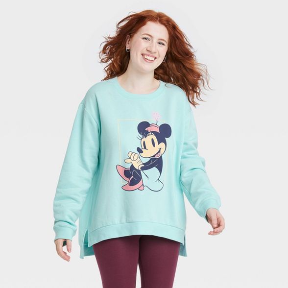 Women's Disney Minnie Mouse Graphic Sweatshirt - Aqua Blue | Target