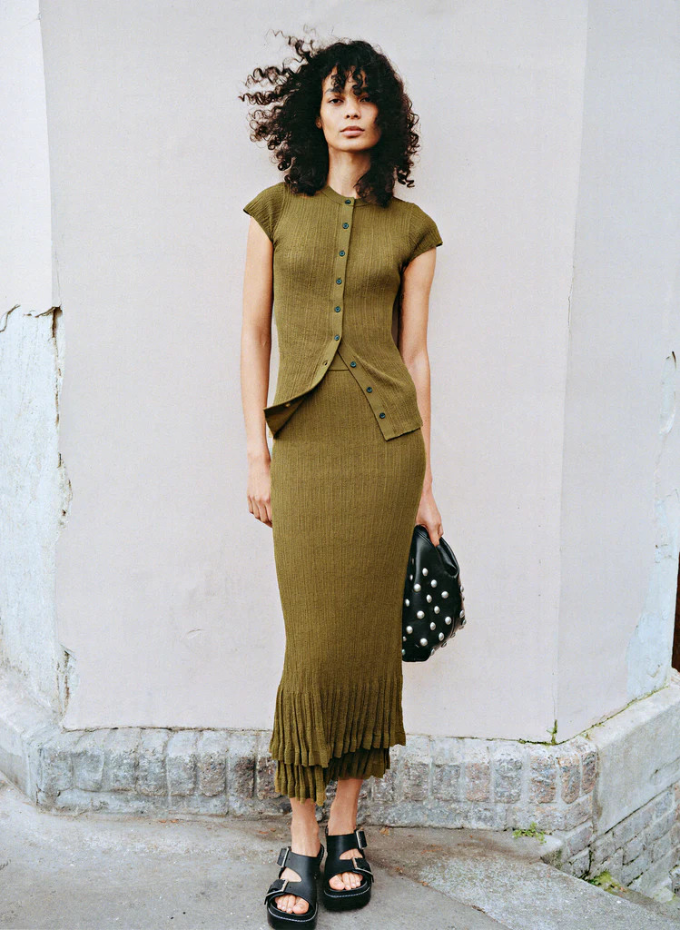 Lexi Fine Cotton Knit Midi Skirt | A.L.C