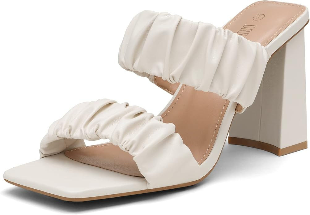 DREAM PAIRS High Heels Chunky Block Square Toe Heels for Women Slip On Mules Open-Toe Strap Pumps... | Amazon (US)