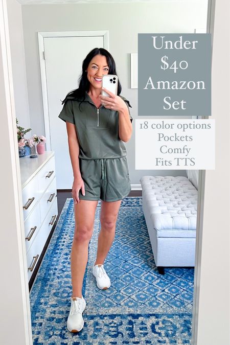 I’m happy to report this Amazon matching set is worth the hype! Under $40, has functional pockets, and super soft and comfy. The perfect mom outfit to throw on for school pickup, weekend errands, and lounging at home. Fits TTS, I’m wearing a small.

Loungewear, comfy, casual, ootd, matching set, amazon fashion, fall fashion, activewear, athleisure, mom style, affordable #amazon #matchingset #loungewear #comfy #momstyle 

#LTKstyletip #LTKunder100 #LTKunder50