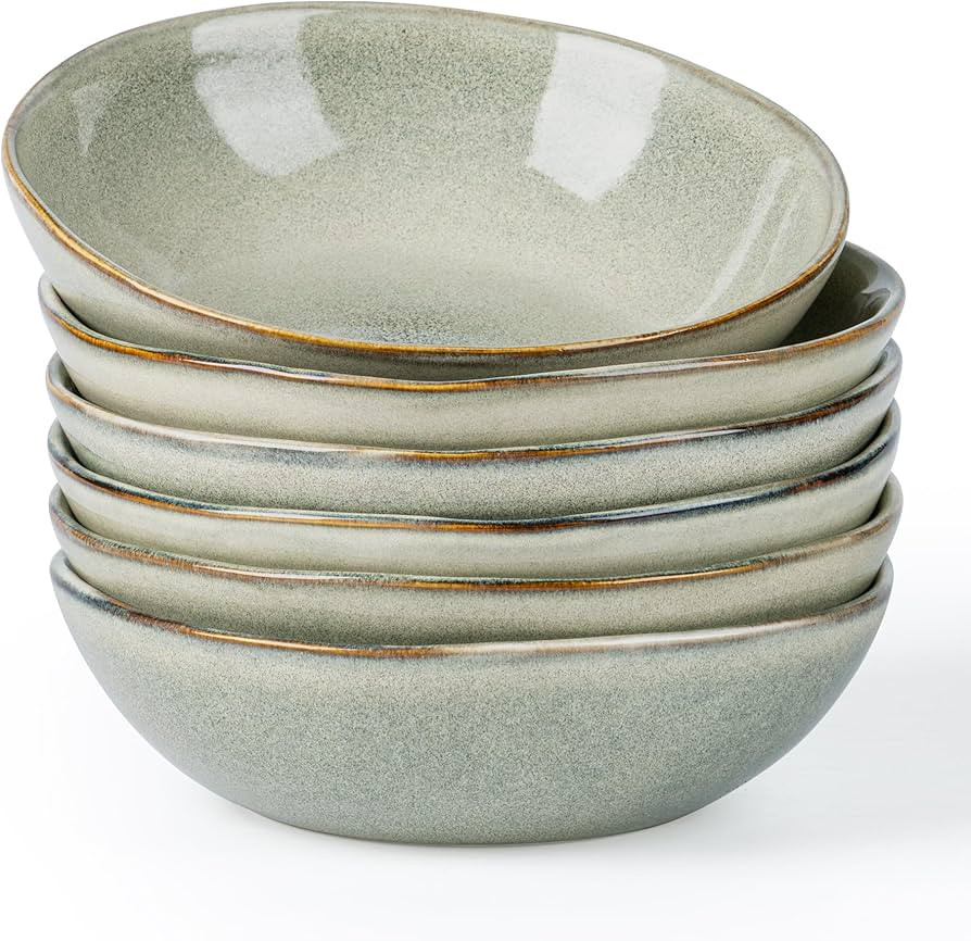 AmorArc Ceramic Cereal Bowls Set of 6, 24 oz Handmade Stoneware Bowls Set for Cereal Soup Salad, ... | Amazon (US)