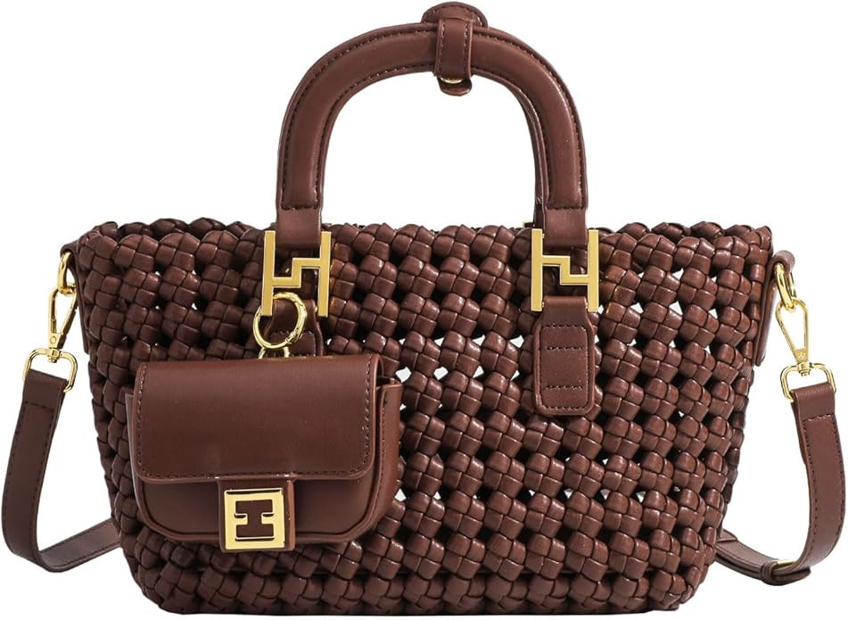 Fashion Crossbody Shoulder Bag, Women Top Handle Bag Woven Tote Bag, Casual Handbags and Purses T... | Amazon (US)