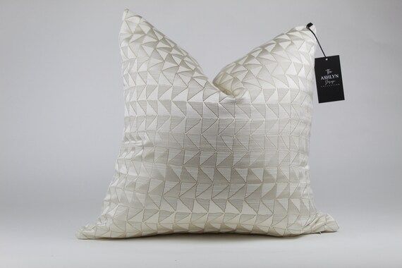 Ivory Geometric Print Throw Pillow Cover | Etsy | Etsy (US)