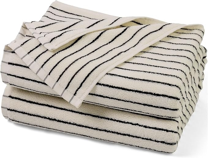 Jacquotha Black and White Striped Bath Towels Set of 2, Lighter & Quick Dry Towels Large 27.5 x 5... | Amazon (US)