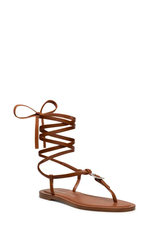 Stuart Weitzman Georgie Ankle Wrap Sandal in Bridle Brown at Nordstrom, Size 6.5 | Nordstrom