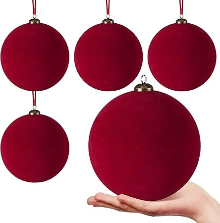 4 Pcs Large Velvet Christmas Balls 6 Inch Christmas Tree Decorations Xmas Ornaments Balls for Fam... | Amazon (US)