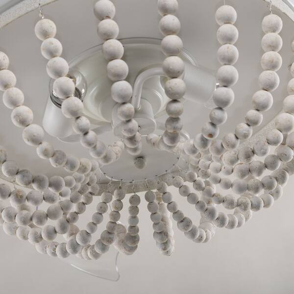 Farmhouse 42-inch Foldbale 3-Blade Wood Beaded Chandelier Ceiling Fan | Bed Bath & Beyond