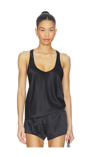 Eterne Silk Hedi Top in Black. - size S | Revolve Clothing (Global)