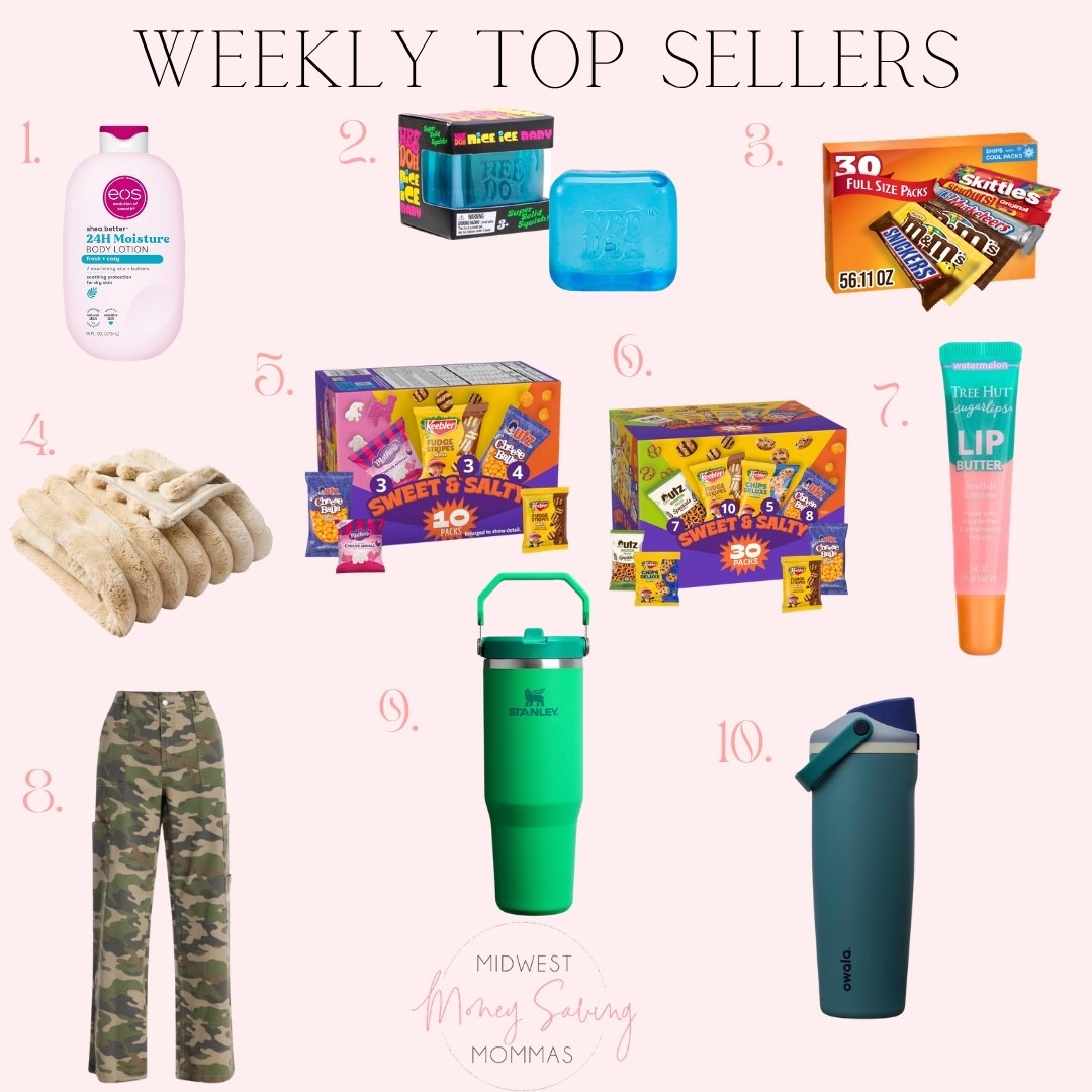 Weekly top sellers

Best sellers lotion toys snacks Halloween candy lip gloss camo pants Stanley cup owala water bottle

#LTKmomlife #LTKSeasonal
