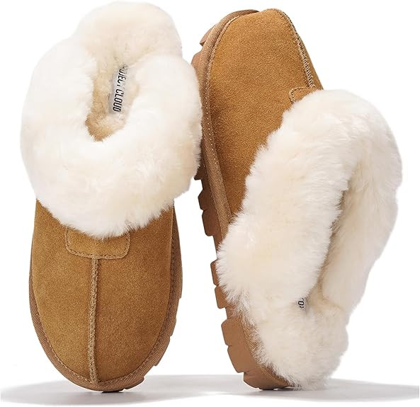 Project Cloud 100% Genuine Leather & Australian Shearling Slippers for Women - Cozy Memory Foam W... | Amazon (US)