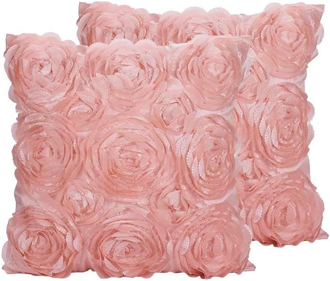 SeptCity Decorative Throw Pillow Covers for Couch Cushion Case, Romantic Love Satin Rose Wedding ... | Amazon (US)