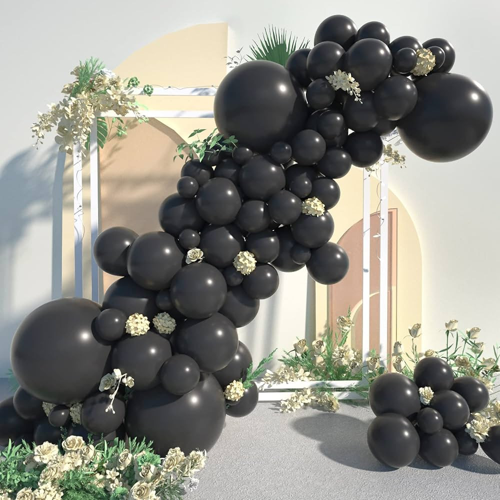 CACOLULU Black Balloons Garland Arch - 120Pcs 18+12+10+5 Inch Black Latex Balloons Arch Kit, Blac... | Amazon (US)