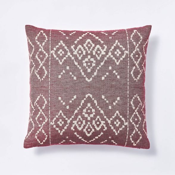 Woven Ikat Square Throw Pillow Burgundy - Threshold™ designed with Studio McGee | Target