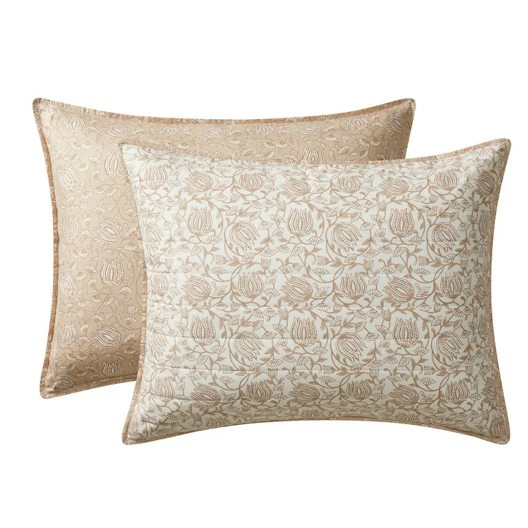 My Texas House Arden 3-Piece Taupe Floral Quilt Set, Full/Queen | Walmart (US)