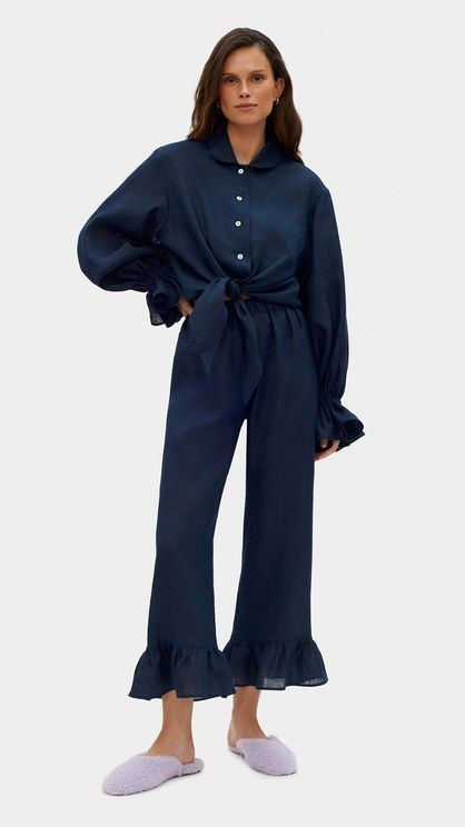 Sleeper Rumba Linen Lounge Suit Navy | Atterley (UK)