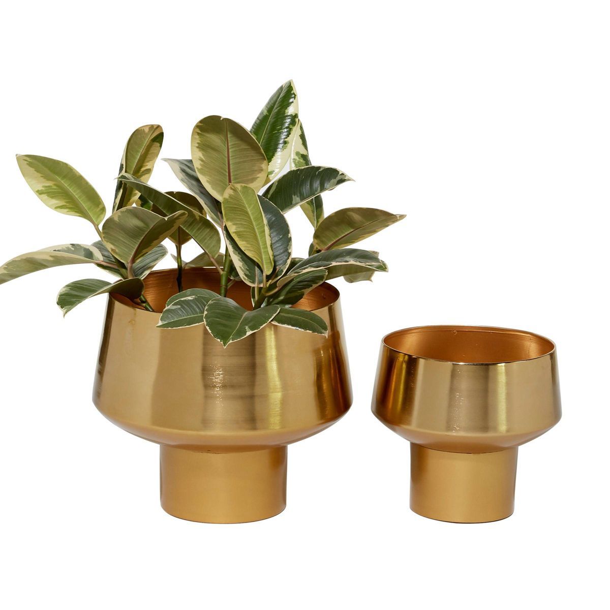 Set of 2 Decorative Metal Cup Shaped Planters Gold - Olivia & May | Target