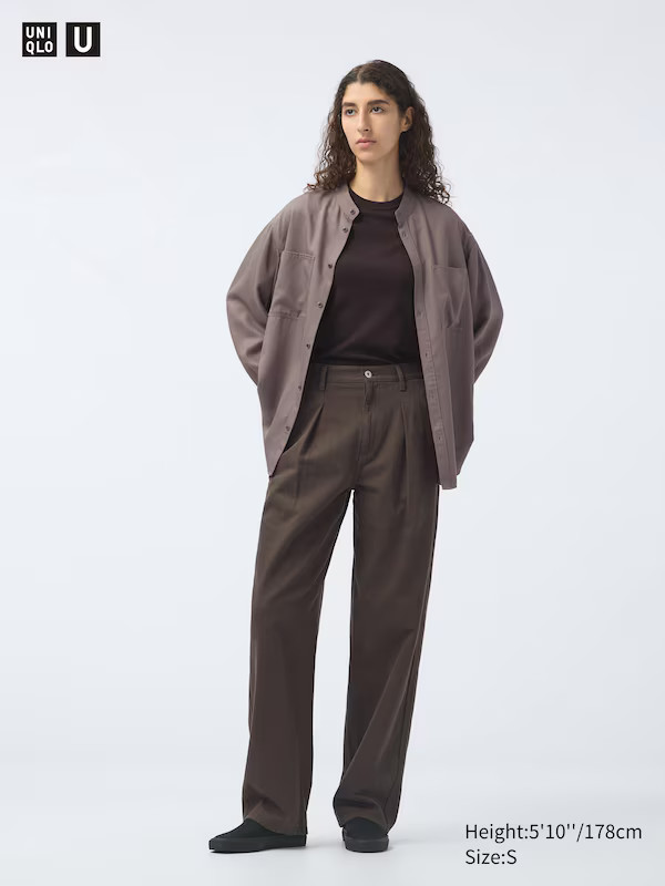 Denim Pleated Trousers (Long) | UNIQLO (UK)
