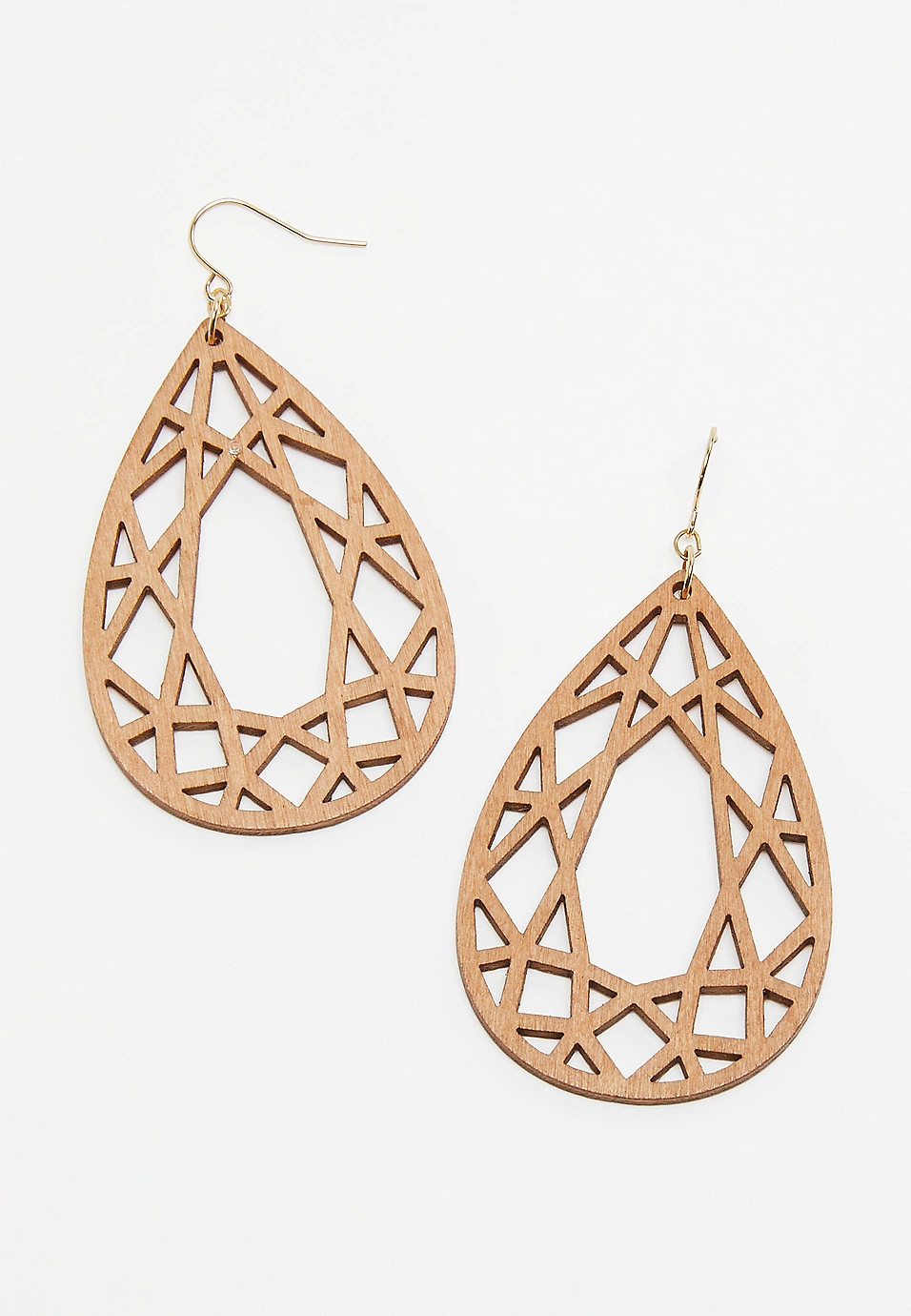 Wood Cut Out Teardrop Earrings | Maurices