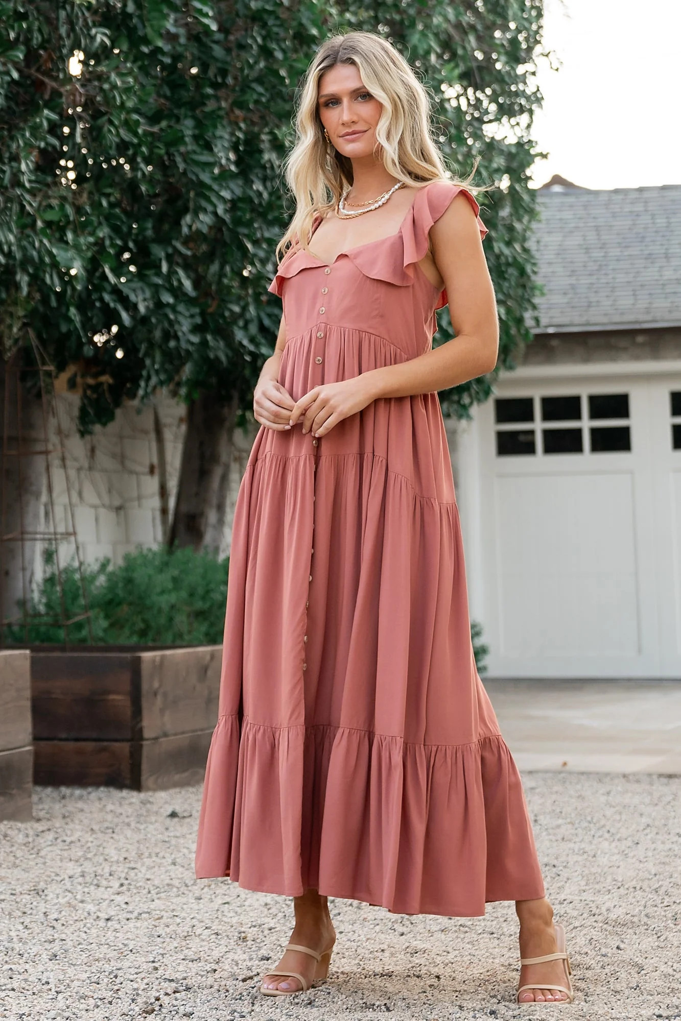 Ellie Ruffle Top Dress | Terracotta | Baltic Born