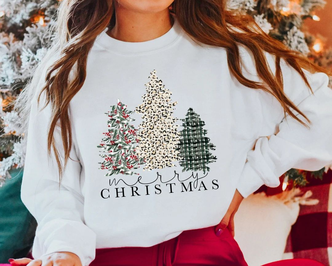 Merry Christmas Sweatshirt and Hoodie Christmas Crewneck - Etsy | Etsy (US)