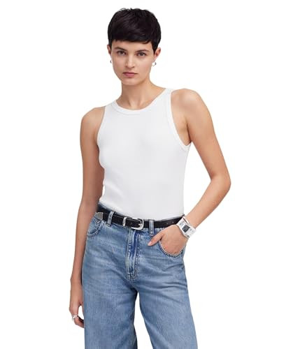 Madewell Women's Brightside High Neck Tank, White | Amazon (US)