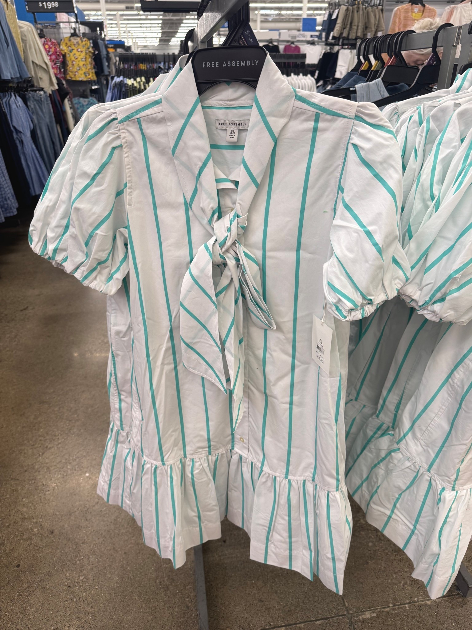 Walmart Free Assembly Women's Tie Neck Striped Cotton Mini Dress, Sizes XS-4X 

#LTKSeasonal #LTKMothersDay #LTKWorkwear