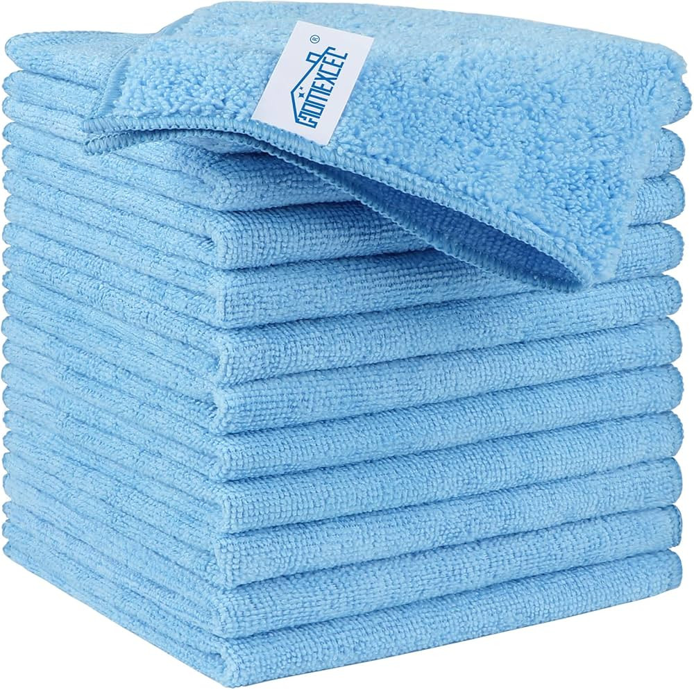 HOMEXCEL Microfiber Cleaning Cloth 12 Pack, Blue Premium Microfiber Towels for Cars, Lint Free, S... | Amazon (US)