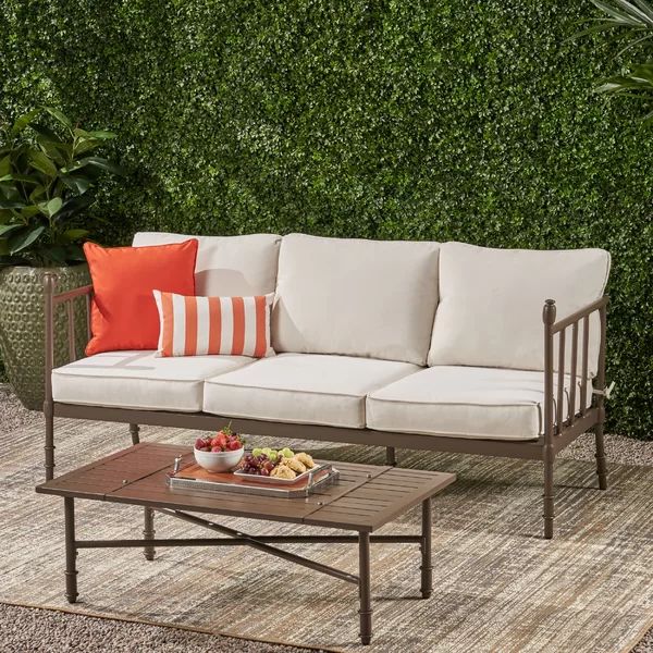 76'' Wide Outdoor Patio Sofa with Cushions | Wayfair North America