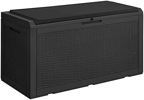 Devoko 100 Gallon Waterproof Large Resin Deck Box Indoor Outdoor Lockable Storage Container for P... | Amazon (US)