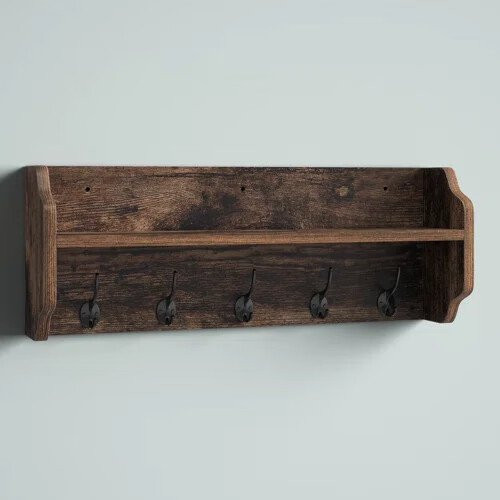 Homecho Hanging Entryway Shelf with 5 Hooks, Wall Mounted Entryway Rack for for Living Room Bedro... | Walmart (US)