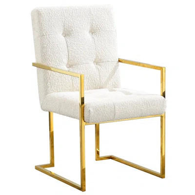 Modern Dining Chair In Linen With Base - White Arm Finish | Wayfair North America