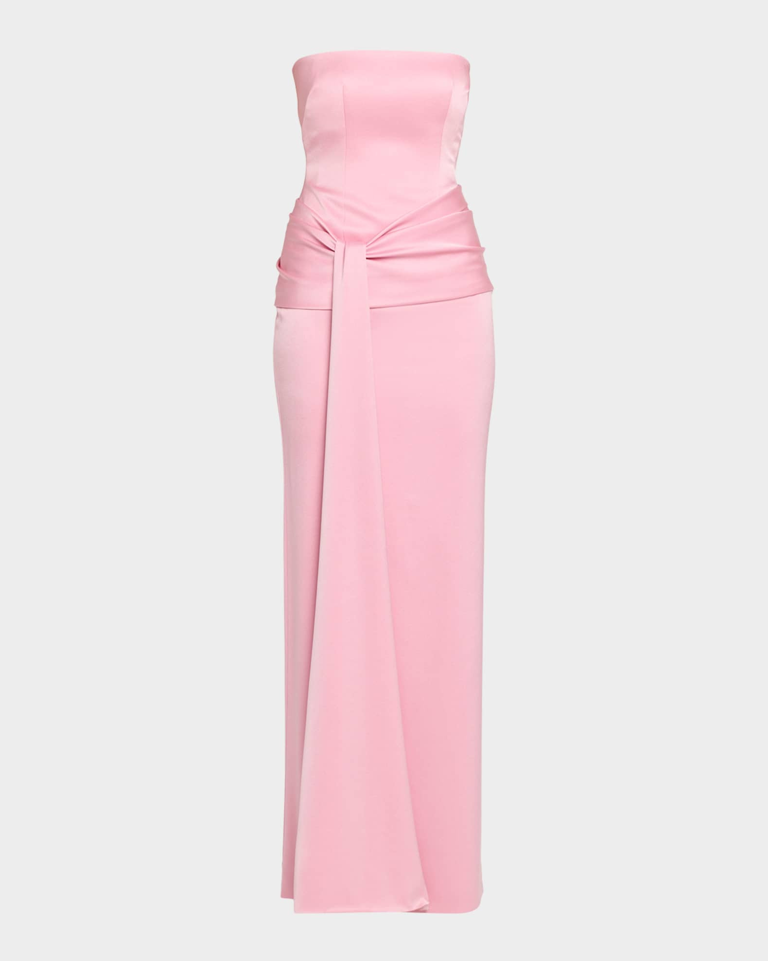 Strapless Draped Satin Crepe Column Gown | Neiman Marcus