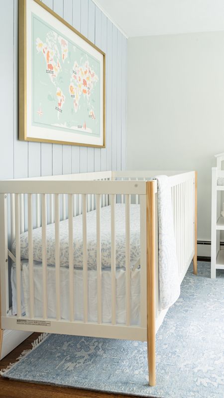 Neutral nursery with coastal style vibes, Serena and Lily bedding, white crib, map artwork, babies room

#LTKfamily #LTKhome