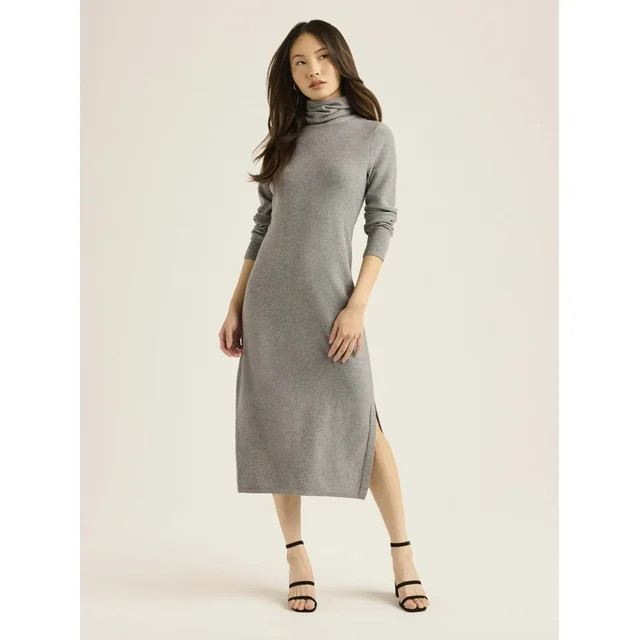 Scoop Women’s & Women's Plus Sequin Knit Turtleneck Sweater Dress, Sizes XS-4X | Walmart (US)