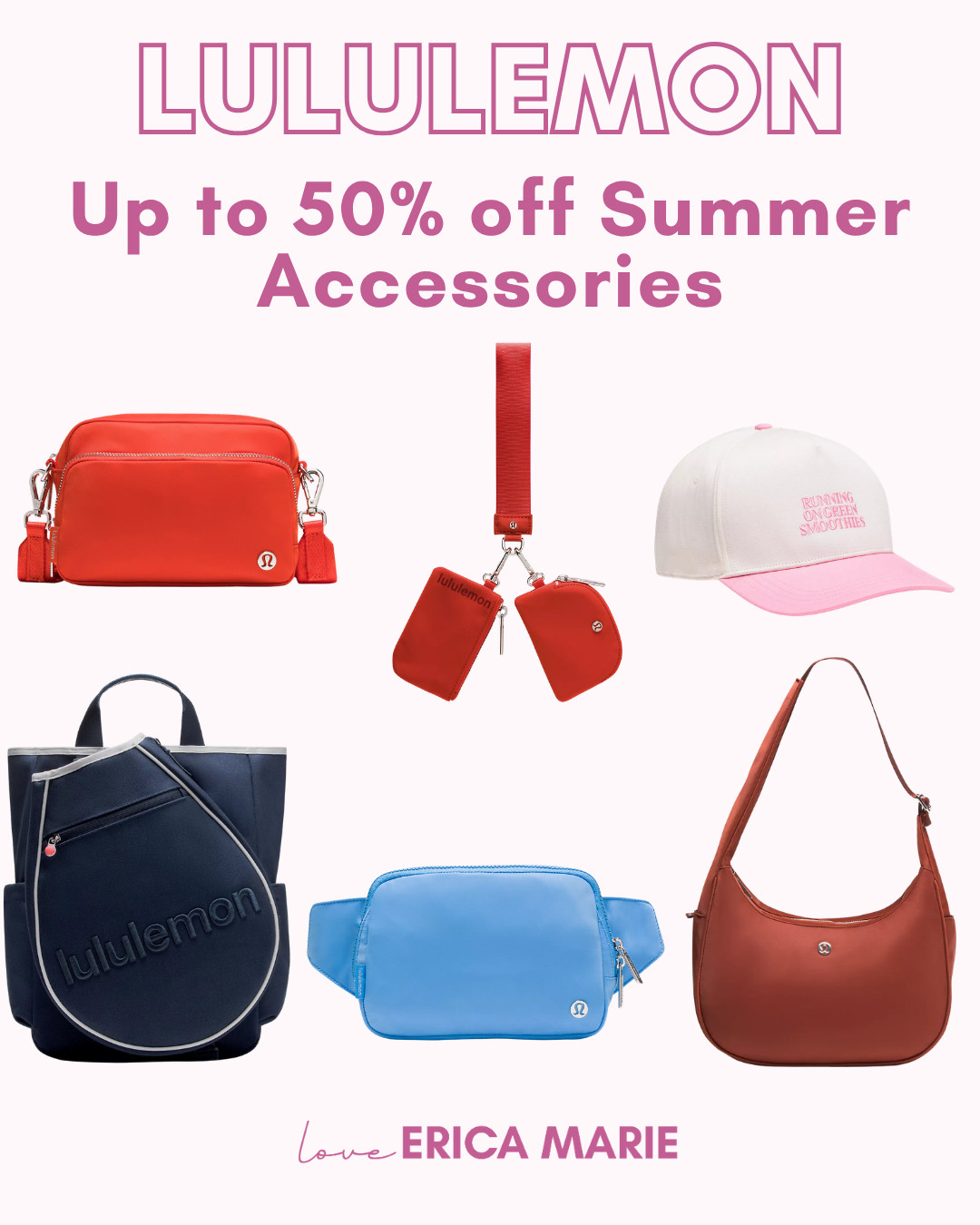 The perfect time to grab your summer essentials! So many popular Lululemon accessories are marked down up to 50% off today. Whether you need a new Lululemon belt bag for travel, a running hat for sunny workouts, or a durable everyday backpack, now is the time to buy. These athleisure favorites sell out fast, so grab them while they're on sale! 

 #LTKootd #LTKActive #LTKSaleAlert