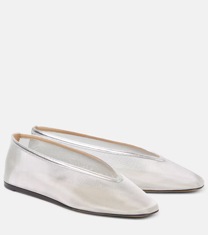 Le Monde BÃ©ryl Luna leather-trimmed mesh ballet flats | Mytheresa (US/CA)