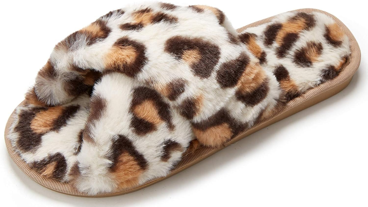 Solyinne Women's Tie-dye Leopard Print Cross Band Soft Plush Fleece House Indoor or Outdoor Slipp... | Amazon (US)