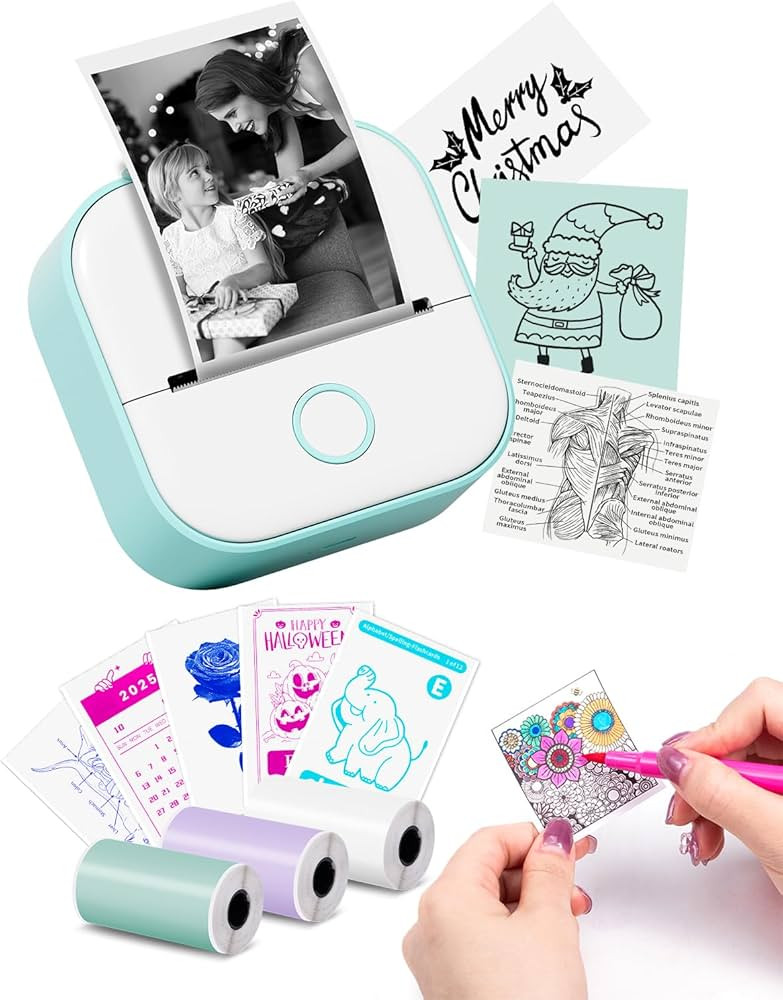 Memoking Sticker Printer - T02 Mini Printer Print Pods Portable Thermal Inkless Sticker Maker Mac... | Amazon (US)