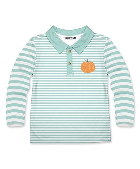 Mint Stripe Pumpkin Polo - Toddler & Boys | Zulily