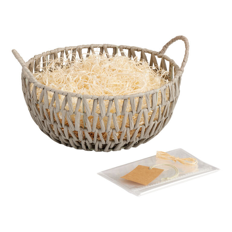 Round Open Weave Gift Basket Kit With Handles | World Market